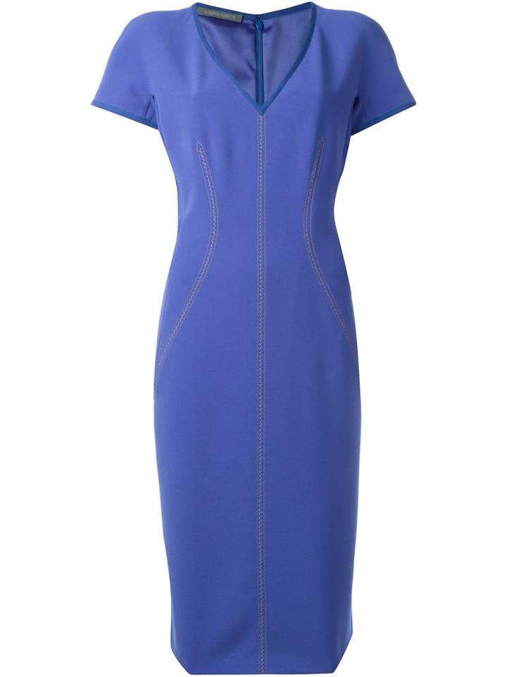 Alberta Ferretti Shortsleeved Fitted Midi Dress