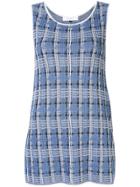 Le Ciel Bleu Check Pattern Knit Top - Blue