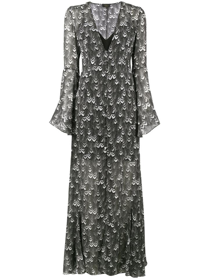 De La Vali Eleanor Floral Print Maxi Dress - Black