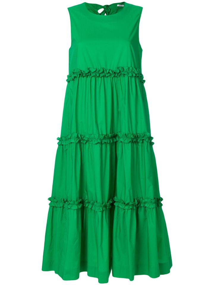 P.a.r.o.s.h. Ruffle Trim Flared Midi Dress - Green