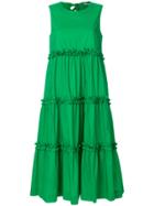 P.a.r.o.s.h. Ruffle Trim Flared Midi Dress - Green