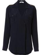 Pierre Balmain Asymmetric Fastening Shirt, Women's, Size: 36, Blue, Silk