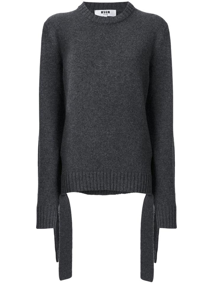 Msgm Ribbed Round Neck Sweater - Grey