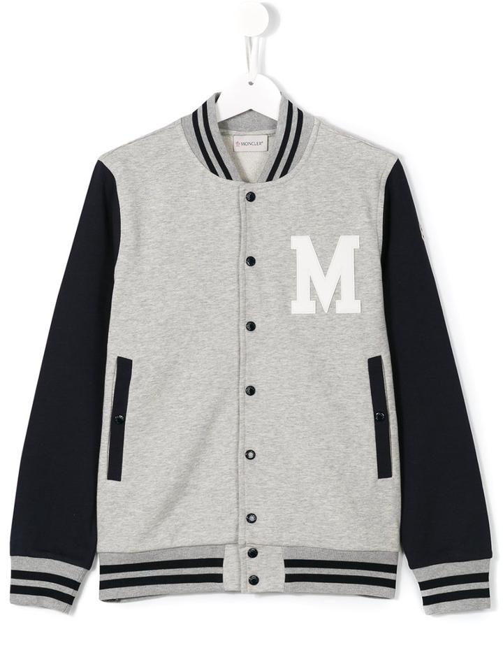 Moncler Kids Varsity Bomber Jacket, Boy's, Size: 14 Yrs, Grey