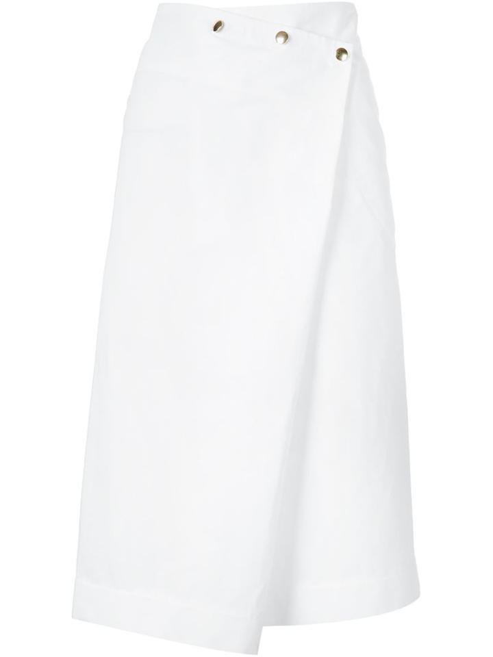 Atlantique Ascoli Asymmetric Wrap Skirt, Women's, Size: 0, White, Cotton