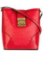 Mcm Gold-tone Studded Crossbody Bag, Women's, Red