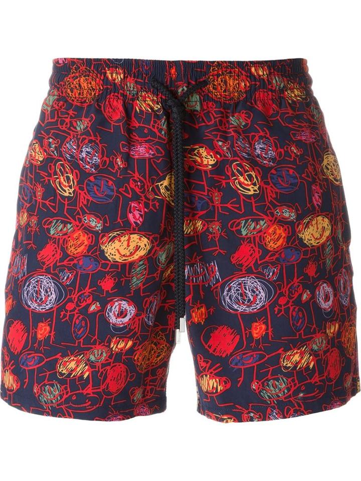 Vilebrequin Sketch Print Swim Shorts, Men's, Size: L, Blue, Polyamide