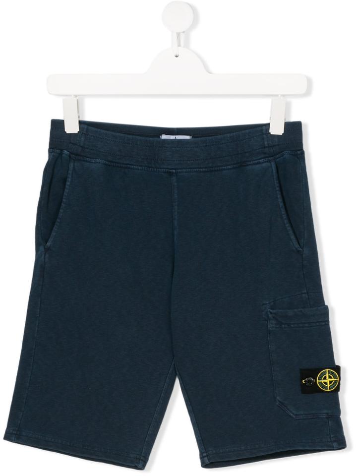 Stone Island Junior Stonewashed Bermuda Shorts - Blue