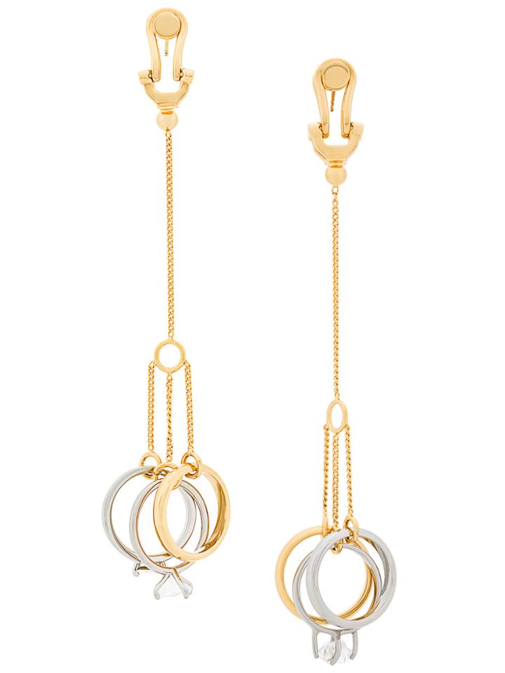 Jil Sander Long Triple-shoop Earrings - Metallic