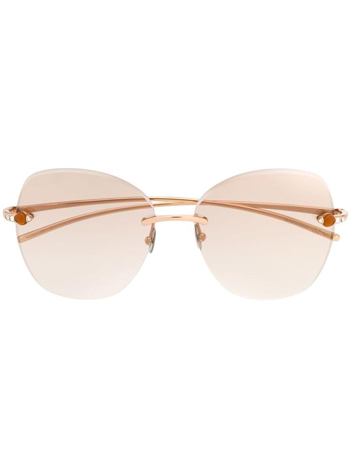 Pomellato Eyewear Embellished Oversized Frame Sunglasses - Gold