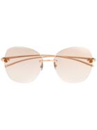 Pomellato Eyewear Embellished Oversized Frame Sunglasses - Gold