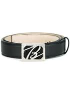 Brioni Logo Plaque Belt, Men's, Size: 120, Black, Calf Leather