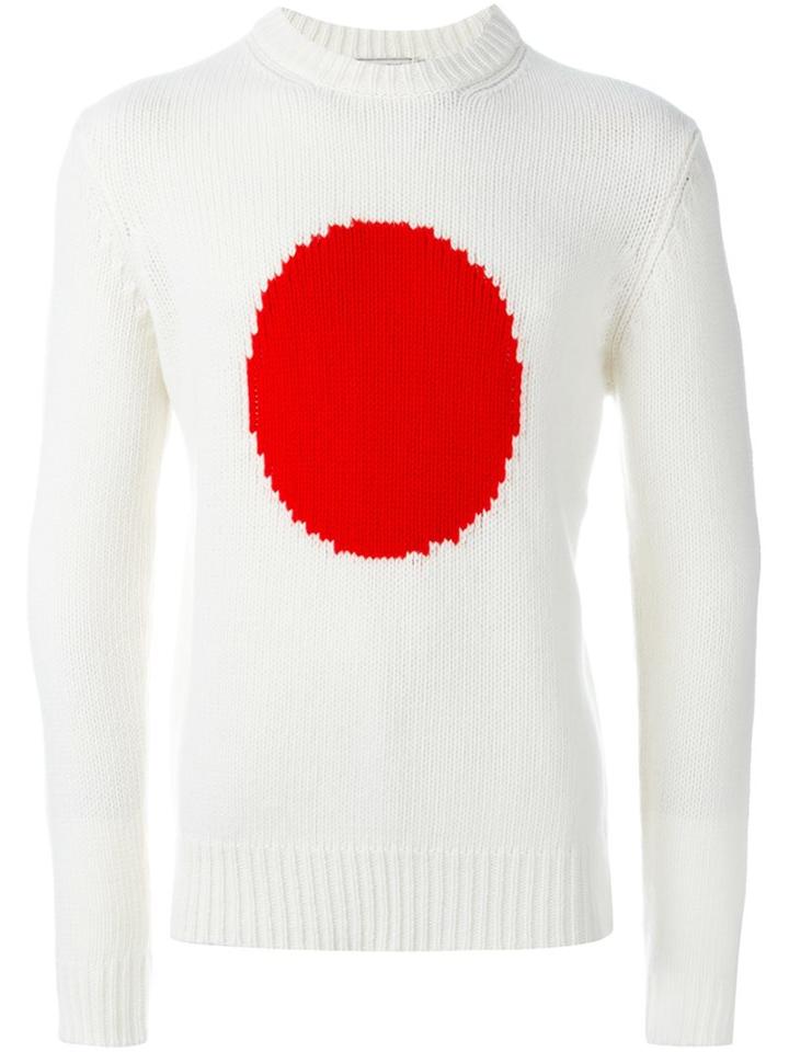Maison Kitsuné Dot Intarsia Jumper, Men's, Size: Large, White, Wool