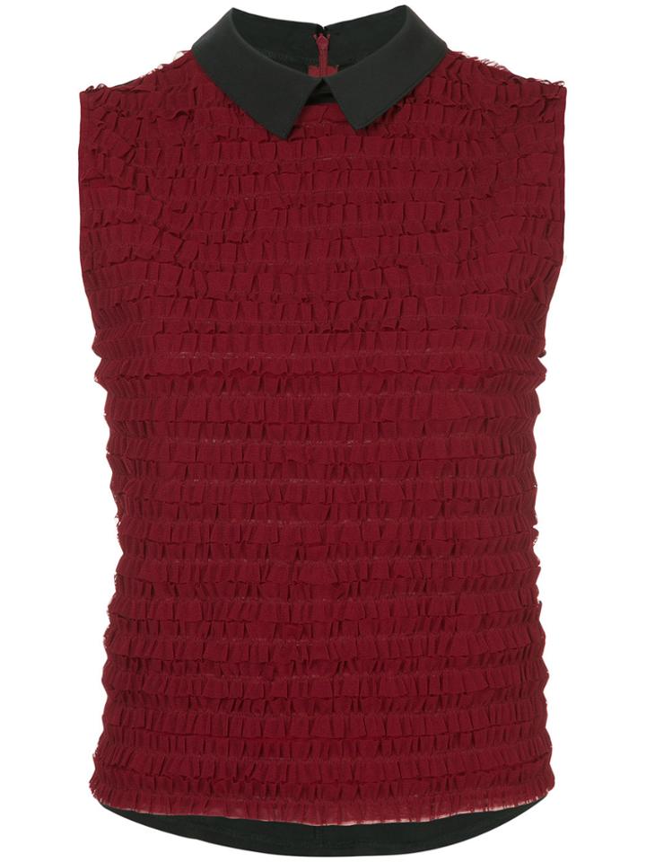 Tu Es Mon Trésor Frill-detail Sleeveless Blouse - Red