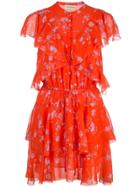 Nicholas Floral Print Ruffle Mini Dress - Orange
