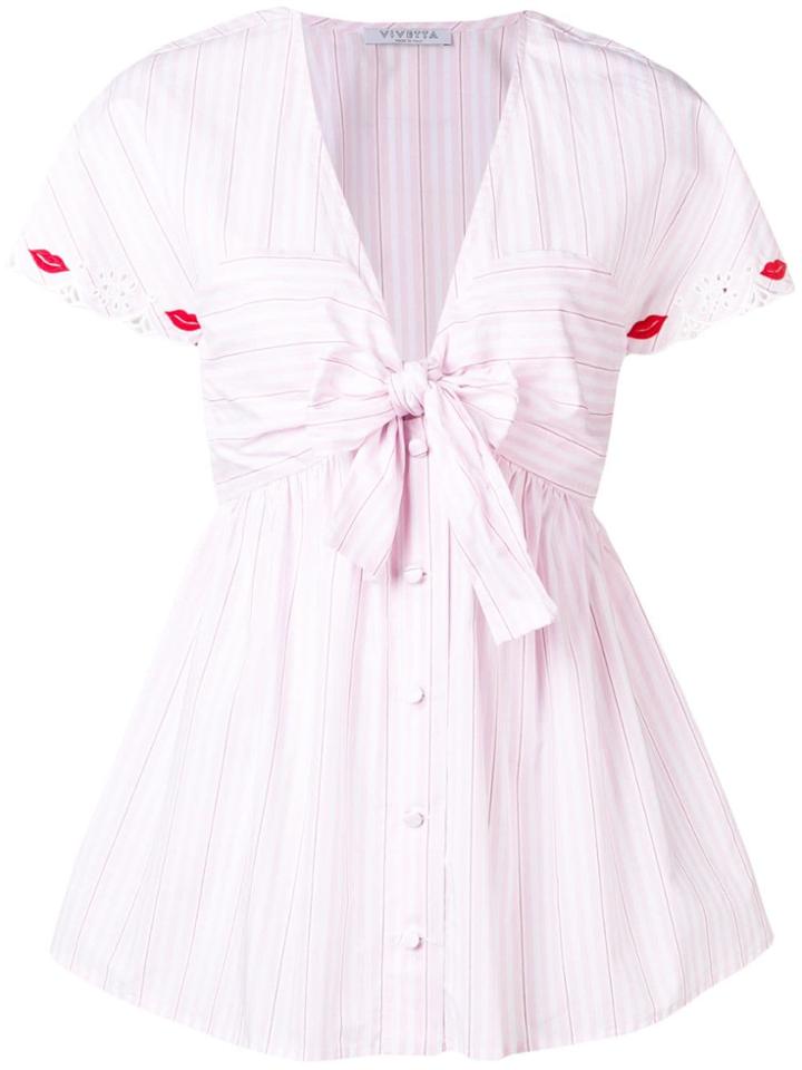Vivetta Embroidered Short-sleeve Blouse - Pink