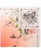 Alexander Mcqueen Wool Scarf With Botanical Print - White