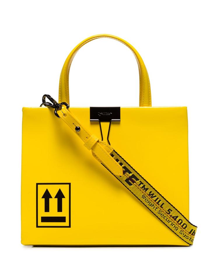Off-white Mini Patent Box Tote - Yellow