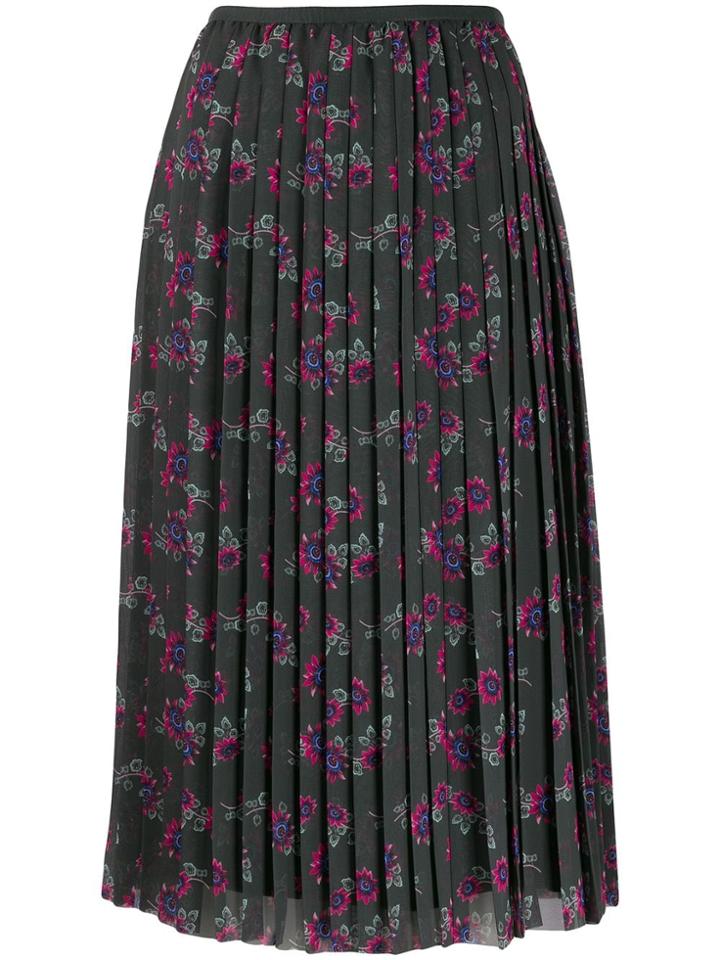 Kenzo Passion Flower Pleated Skirt - Green