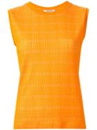 Carven Ribbed Knit Tank Top, Women's, Size: S, Yellow/orange, Cotton/polyamide