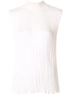 Vince High-neck Pleated Top - White