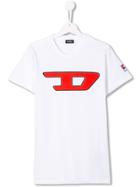 Diesel Kids Logo Printed T-shirt - White