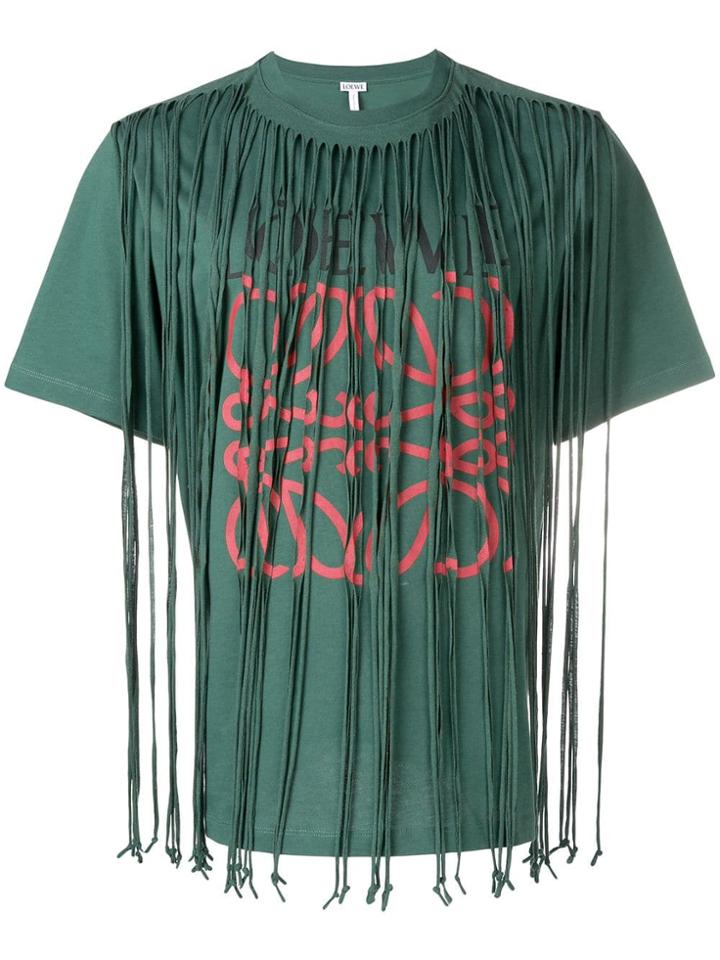 Loewe Anagram Fringed T-shirt - Green