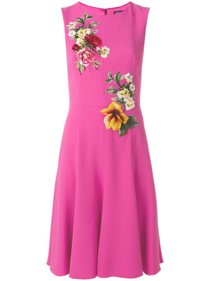 Dolce & Gabbana Floral Embroidered Midi Dress - Pink & Purple