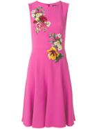 Dolce & Gabbana Floral Embroidered Midi Dress - Pink & Purple