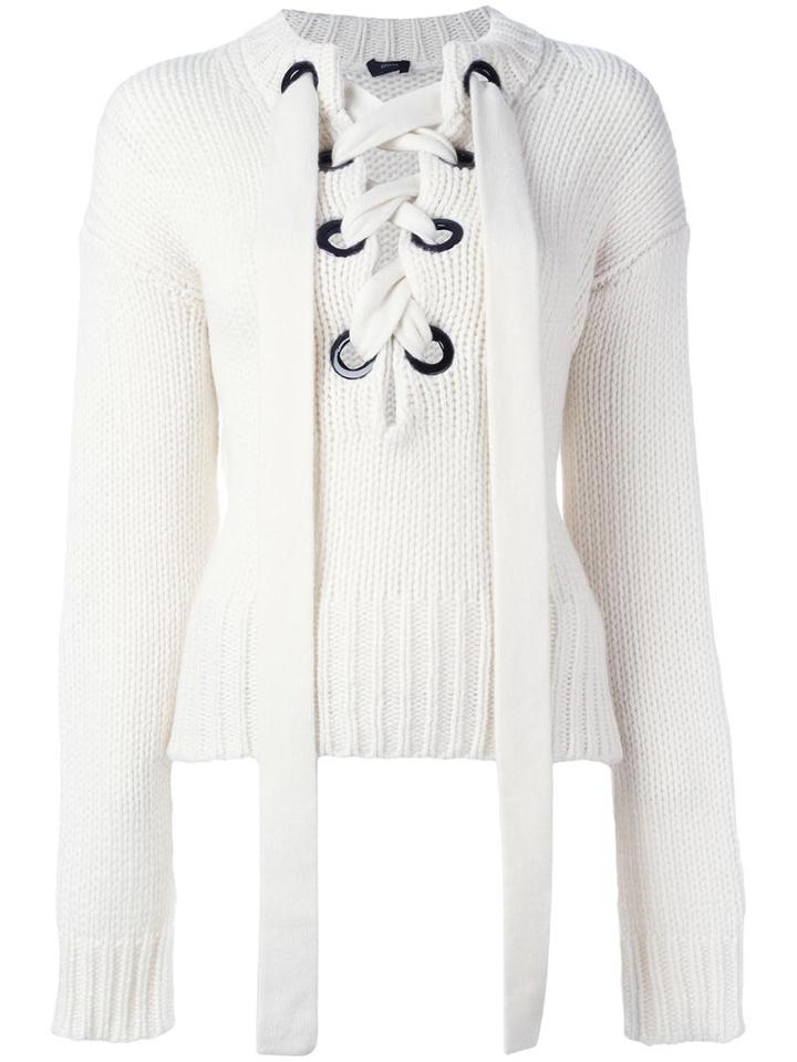 Joseph Lace Up Jumper, Size: Small, White, Cashmere