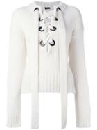 Joseph Lace Up Jumper, Size: Small, White, Cashmere