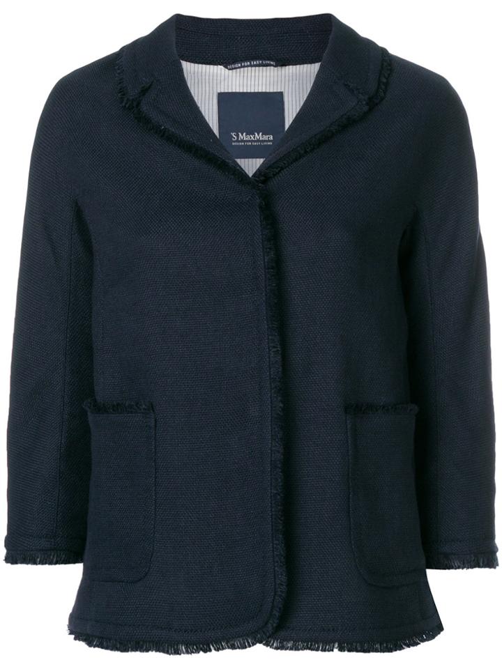 's Max Mara Frayed Edge Trim Jacket - Blue