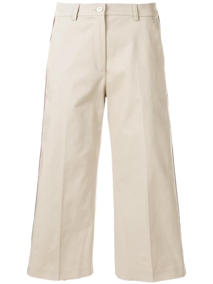 Pinko Side Stripe Cropped Trousers - Neutrals