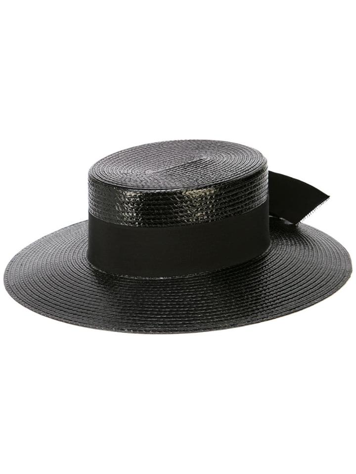 Saint Laurent Varnished Straw Hat - Black