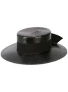 Saint Laurent Varnished Straw Hat - Black