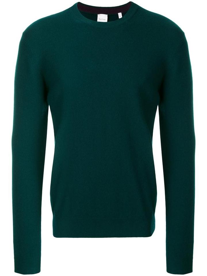 Paul Smith Contrast Binding Jumper, Men's, Size: Large, Green, Cashmere