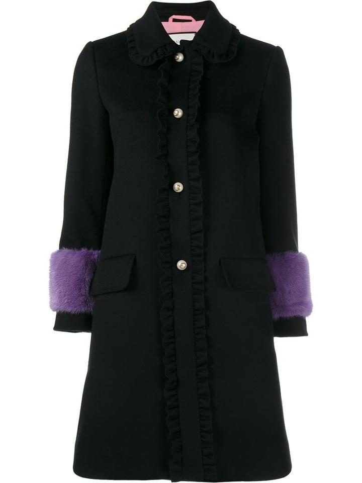 Gucci Mink Fur Cuff Coat, Women's, Size: 40, Black, Acetate/silk/viscose/mink Fur
