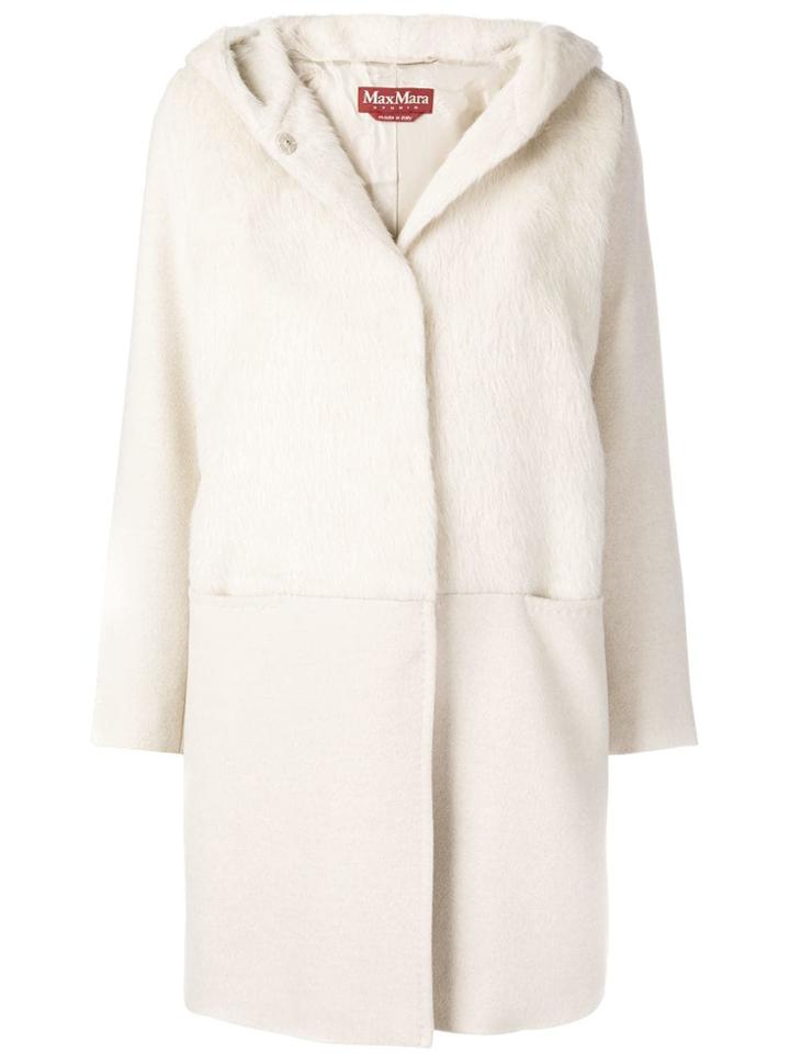 Max Mara Studio Hooded Fur Coat - White