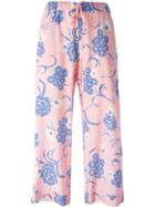 P.a.r.o.s.h. Cropped Floral Print Trousers - Pink & Purple