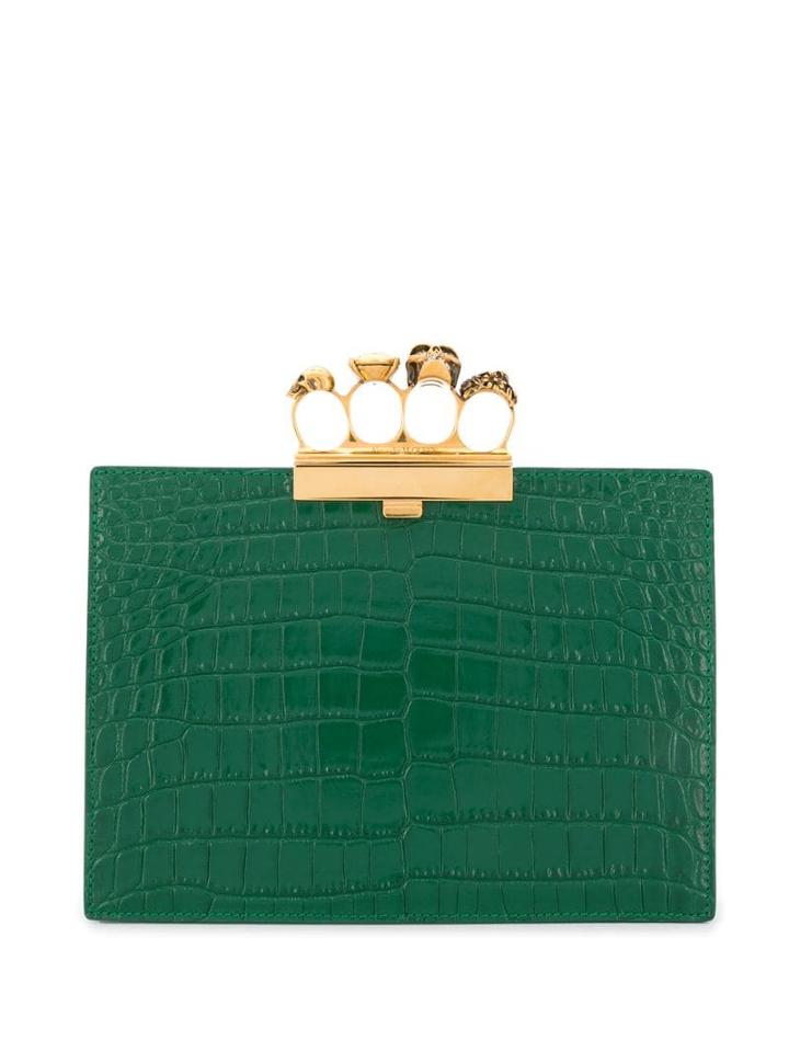 Alexander Mcqueen Skull Four-ring Flat Pouch - Green