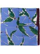 Valentino Bird Print Scarf, Men's, Blue, Silk