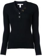 Autumn Cashmere Rib Button Up Sweater - Blue
