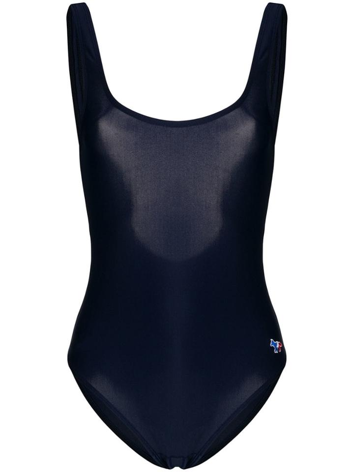 Maison Kitsuné Embroidered Fox Logo Swimsuit - Blue