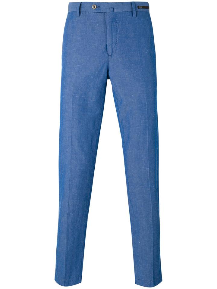 Pt01 - Skinny Trousers - Men - Cotton/linen/flax - 52, Blue, Cotton/linen/flax