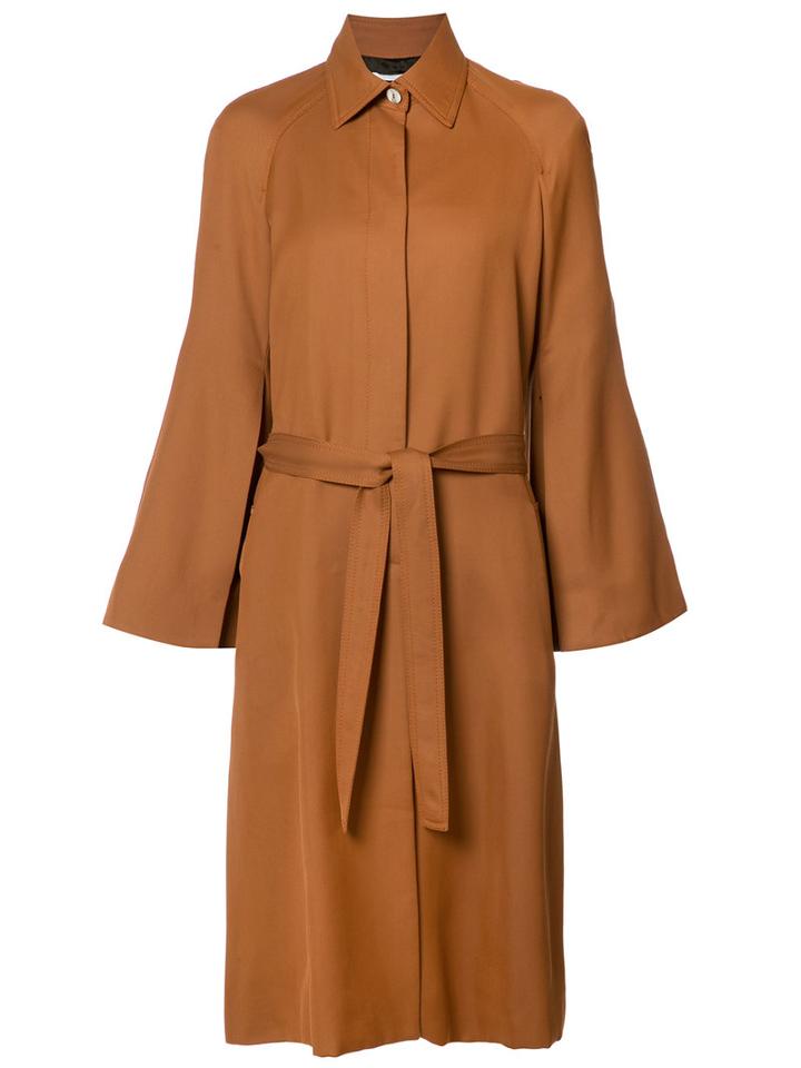 Rosetta Getty - Belted Coat - Women - Cotton/cupro/viscose - 4, Brown, Cotton/cupro/viscose