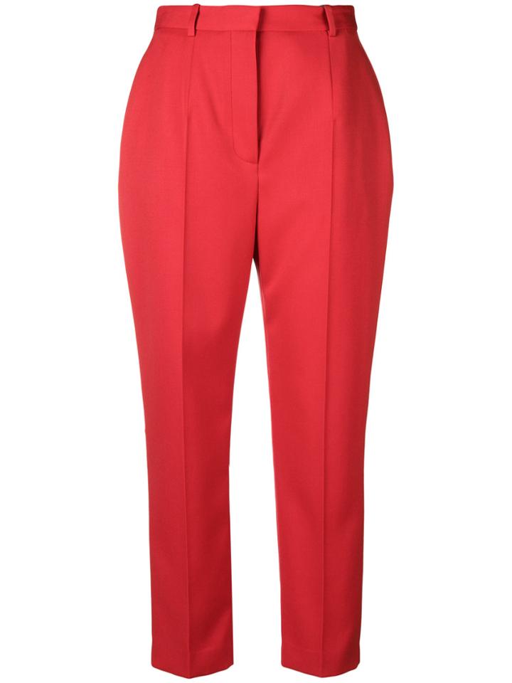 Alexander Mcqueen High Waisted Cigarette Trousers - Red