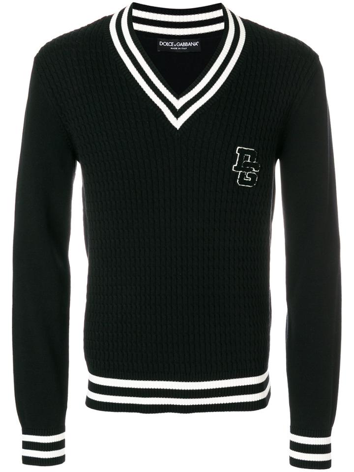 Dolce & Gabbana Knitted Varsity Jumper - Black