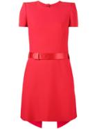 Alexander Mcqueen - Short Sleeve Mini Dress - Women - Silk/calf Leather/acetate/viscose - 40, Red, Silk/calf Leather/acetate/viscose