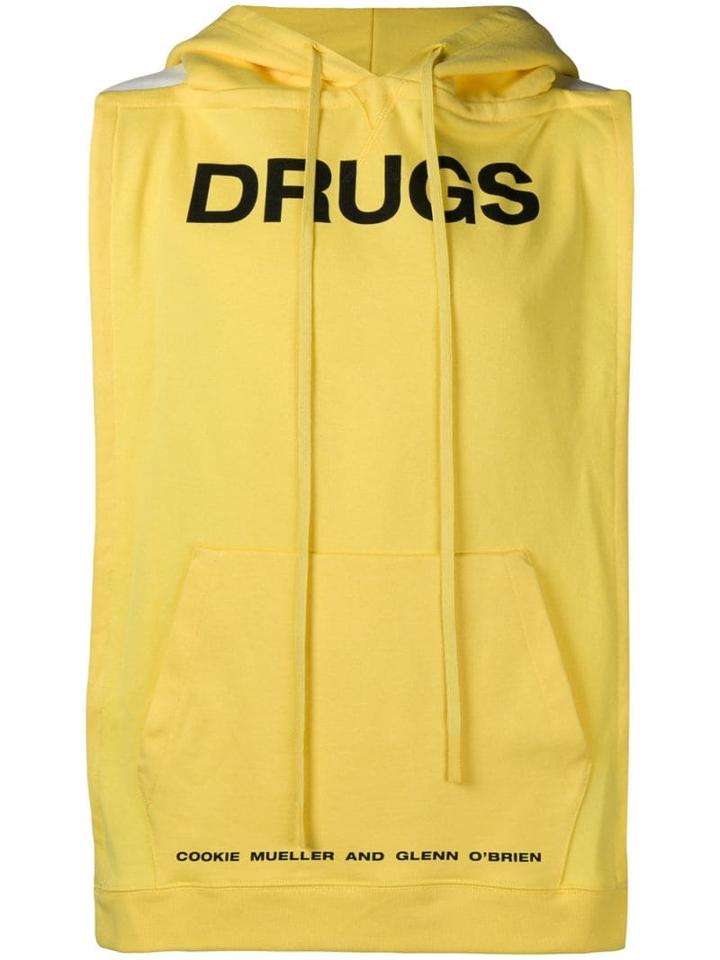 Raf Simons Slogan Sleeveless Hoodie - Yellow
