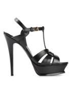 Saint Laurent Tribute Sandals, Women's, Size: 40.5, Black, Calf Leather